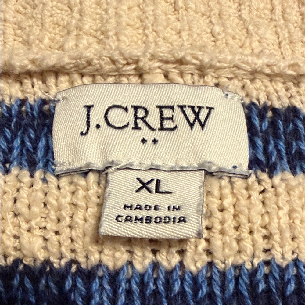 J Crew Striped Ivory Navy Lady Jacket Cardigan Sweater Size XL Nautical Preppy - Picture 7 of 12